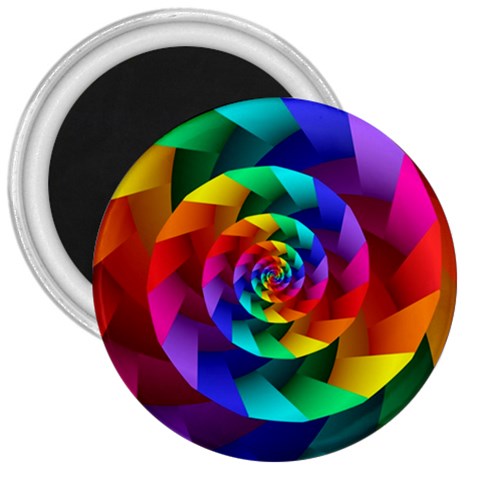 Psychedelic Rainbow Spiral 3  Magnet from ArtsNow.com Front