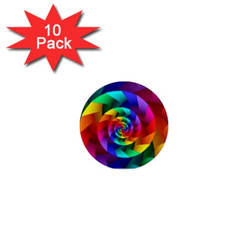 Psychedelic Rainbow Spiral 1  Mini Magnet (10 pack)  from ArtsNow.com Front