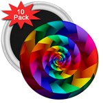 Psychedelic Rainbow Spiral 3  Magnet (10 pack)