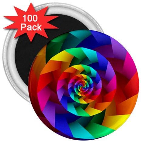 Psychedelic Rainbow Spiral 3  Magnet (100 pack) from ArtsNow.com Front