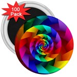 Psychedelic Rainbow Spiral 3  Magnet (100 pack)