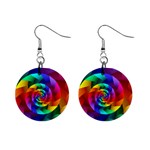 Psychedelic Rainbow Spiral 1  Button Earrings