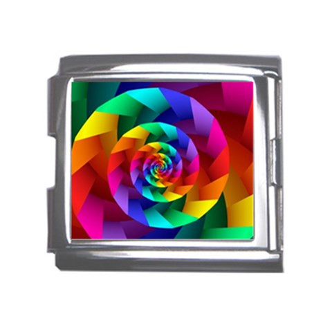 Psychedelic Rainbow Spiral Mega Link Italian Charm (18mm) from ArtsNow.com Front