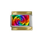 Psychedelic Rainbow Spiral Gold Trim Italian Charm (9mm)