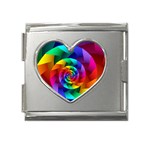 Psychedelic Rainbow Spiral Mega Link Heart Italian Charm (18mm)