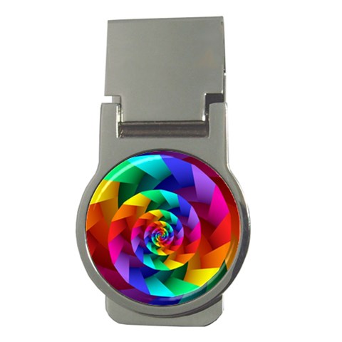 Psychedelic Rainbow Spiral Money Clip (Round) from ArtsNow.com Front