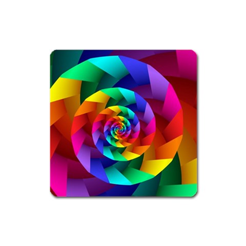 Psychedelic Rainbow Spiral Magnet (Square) from ArtsNow.com Front