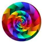 Psychedelic Rainbow Spiral Magnet 5  (Round)