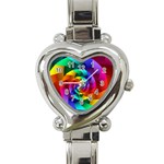 Psychedelic Rainbow Spiral Heart Italian Charm Watch