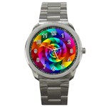 Psychedelic Rainbow Spiral Sport Metal Watch