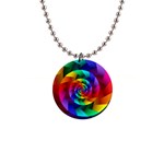 Psychedelic Rainbow Spiral 1  Button Necklace