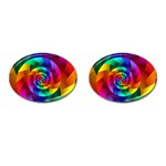 Psychedelic Rainbow Spiral Cufflinks (Oval)