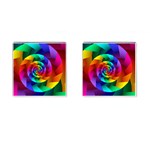 Psychedelic Rainbow Spiral Cufflinks (Square)