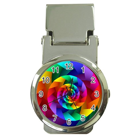 Psychedelic Rainbow Spiral Money Clip Watch from ArtsNow.com Front