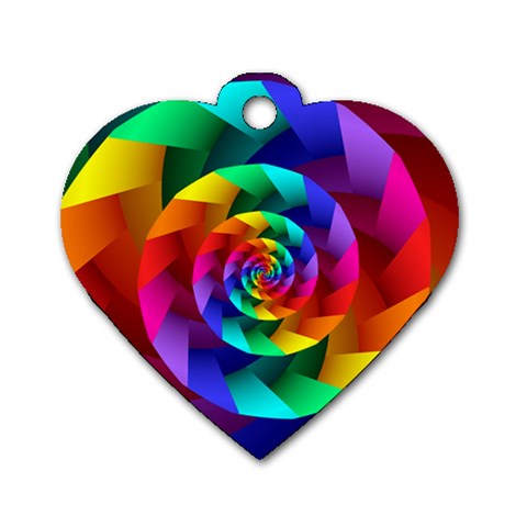 Psychedelic Rainbow Spiral Dog Tag Heart (One Side) from ArtsNow.com Front