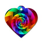 Psychedelic Rainbow Spiral Dog Tag Heart (One Side)