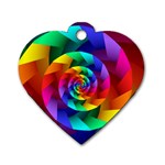 Psychedelic Rainbow Spiral Dog Tag Heart (Two Sides)