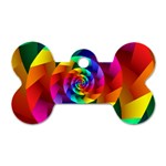 Psychedelic Rainbow Spiral Dog Tag Bone (Two Sides)