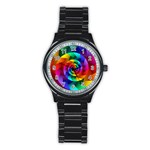 Psychedelic Rainbow Spiral Stainless Steel Round Watch