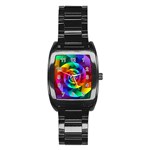 Psychedelic Rainbow Spiral Stainless Steel Barrel Watch