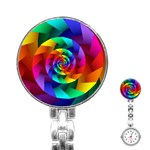 Psychedelic Rainbow Spiral Stainless Steel Nurses Watch