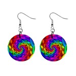 Psychedelic Rainbow Spiral 1  Button Earrings