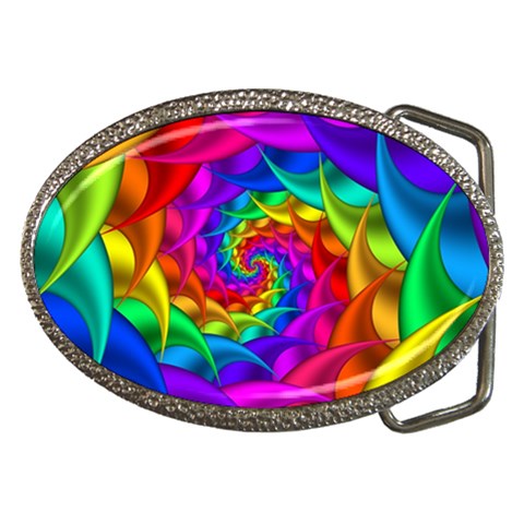 Psychedelic Rainbow Spiral Belt Buckle from ArtsNow.com Front