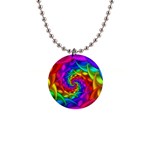 Psychedelic Rainbow Spiral 1  Button Necklace