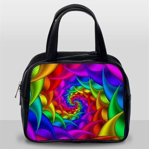 Psychedelic Rainbow Spiral Classic Handbag (One Side) from ArtsNow.com Front