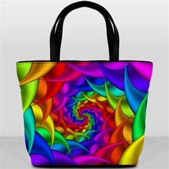 Psychedelic Rainbow Spiral Bucket Bag from ArtsNow.com Front