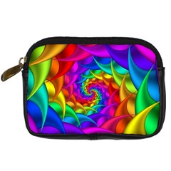 Psychedelic Rainbow Spiral Digital Camera Leather Case from ArtsNow.com Front