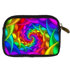 Psychedelic Rainbow Spiral Digital Camera Leather Case from ArtsNow.com Back