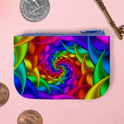 Psychedelic Rainbow Spiral Mini Coin Purse from ArtsNow.com Back