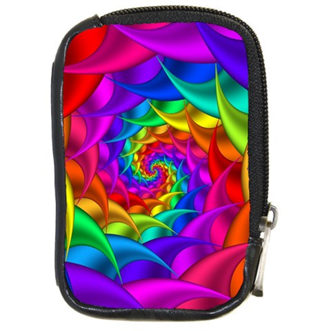 Psychedelic Rainbow Spiral Compact Camera Leather Case from ArtsNow.com Front