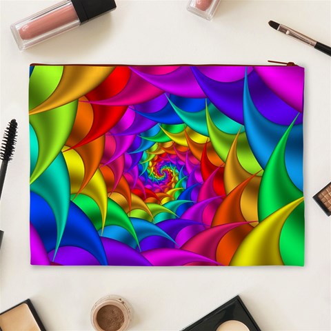 Psychedelic Rainbow Spiral Cosmetic Bag (XL) from ArtsNow.com Back