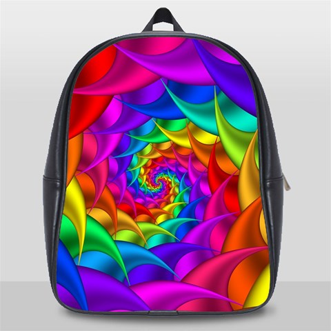 Psychedelic Rainbow Spiral School Bag (Large) from ArtsNow.com Front