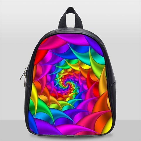 Psychedelic Rainbow Spiral School Bag (Small) from ArtsNow.com Front