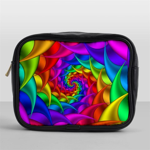 Psychedelic Rainbow Spiral Mini Toiletries Bag (One Side) from ArtsNow.com Front