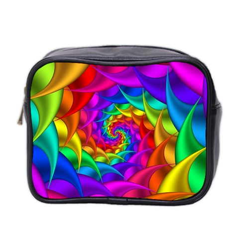 Psychedelic Rainbow Spiral Mini Toiletries Bag (Two Sides) from ArtsNow.com Front