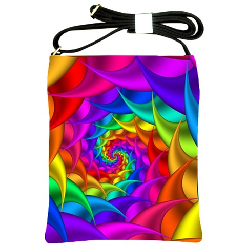 Psychedelic Rainbow Spiral Shoulder Sling Bag from ArtsNow.com Front