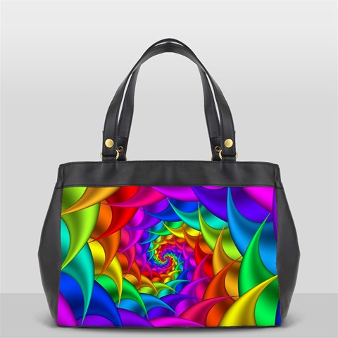 Psychedelic Rainbow Spiral Oversize Office Handbag (2 Sides) from ArtsNow.com Front