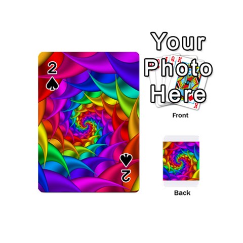 Psychedelic Rainbow Spiral Playing Cards 54 (Mini) from ArtsNow.com Front - Spade2