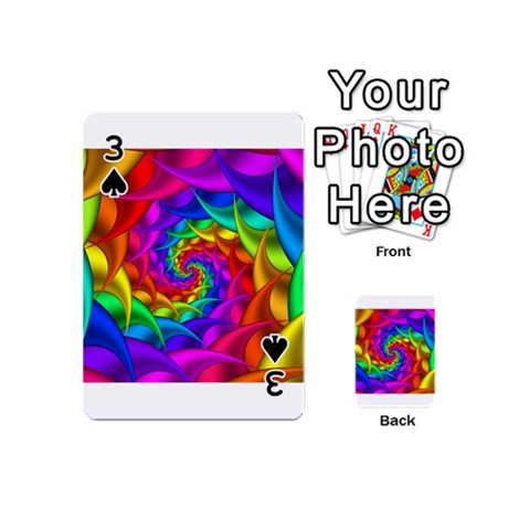 Psychedelic Rainbow Spiral Playing Cards 54 (Mini) from ArtsNow.com Front - Spade3