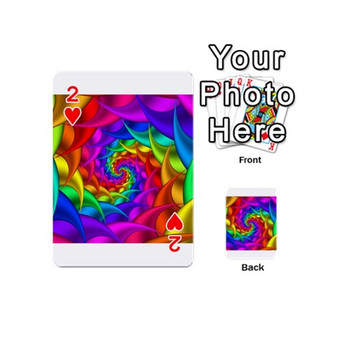 Psychedelic Rainbow Spiral Playing Cards 54 (Mini) from ArtsNow.com Front - Heart2