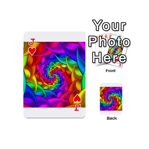 Jack Psychedelic Rainbow Spiral Playing Cards 54 (Mini) from ArtsNow.com Front - HeartJ