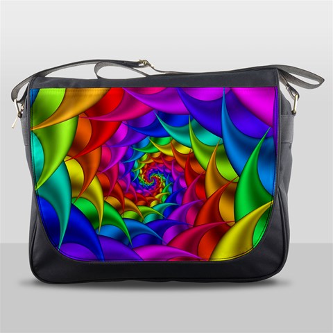 Psychedelic Rainbow Spiral Messenger Bag from ArtsNow.com Front