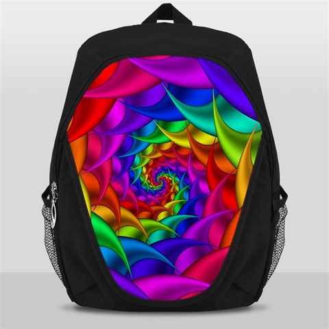 Psychedelic Rainbow Spiral Backpack Bag from ArtsNow.com Front