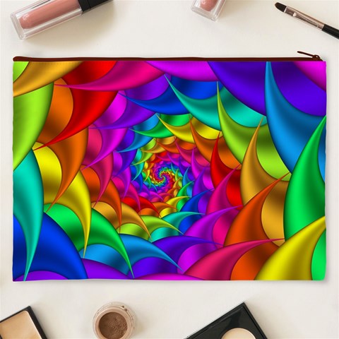 Psychedelic Rainbow Spiral Cosmetic Bag (XXXL) from ArtsNow.com Back