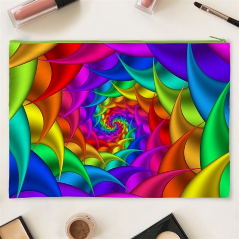 Psychedelic Rainbow Spiral Cosmetic Bag (XXXL) from ArtsNow.com Back