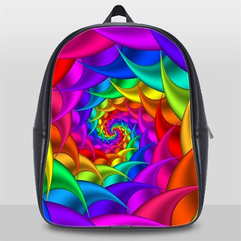 Psychedelic Rainbow Spiral School Bag (XL) from ArtsNow.com Front